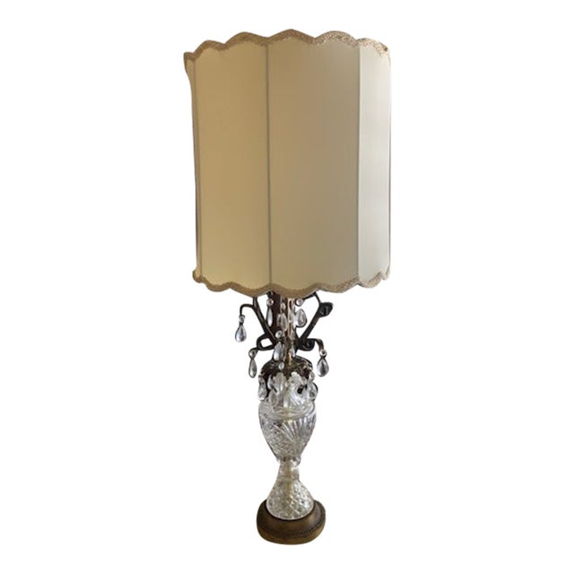 Vintage French Crystal Lamp For Sale