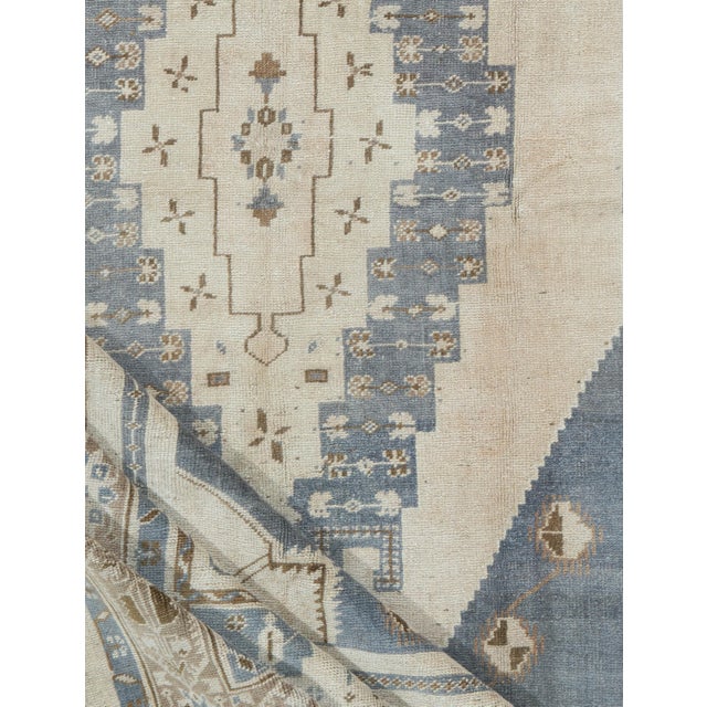 Textile Vintage Circa 1940 Subdued Turkish Oushak Hand Woven Wool Rug 4ft 9in X 8ft 4in For Sale - Image 7 of 8