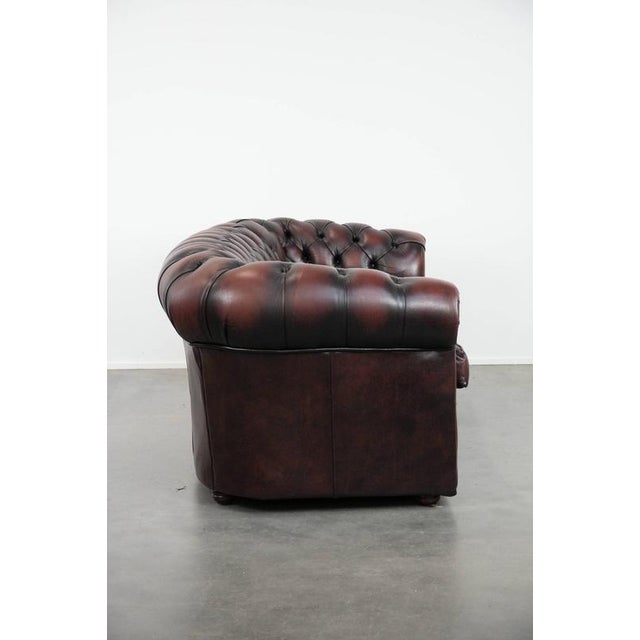 We are offering this beautiful and classic English-style cowhide Chesterfield sofa in stunning red/brown colors. This...