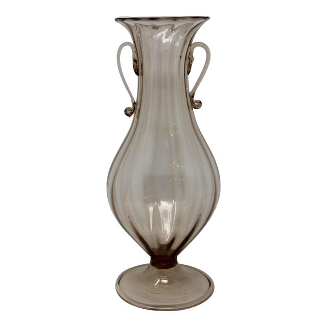 Very pretty and delicate amber Murano Glass vase by Soffiato. Would make a wonderful accent piece.