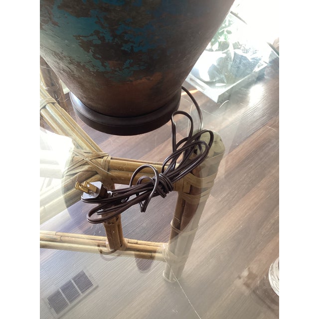 Metal Monumental Volcanic Glaze Ceramic Amphora Table Lamps – A Pair For Sale - Image 7 of 8