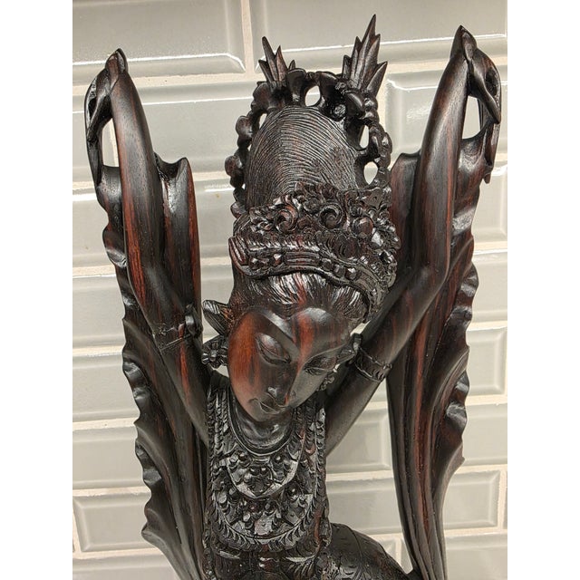 Large 14.75" Mid-Century Balinese Two-Tone Macassar Ebony Celestial Dancer Masterwork For Sale - Image 4 of 12