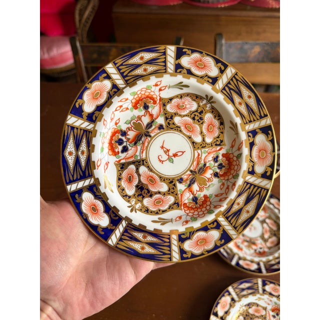 A Super Fine Set of 6 Royal Crown Derby Imari Pattern Dessert Plates by Stevenson & Hancock, Circa 1860's Made by...