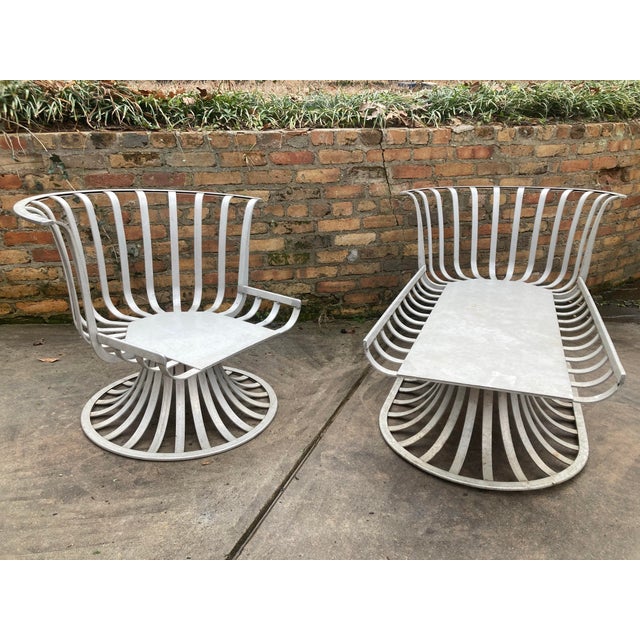 Mid 20th Century Russell Woodard Patio Chaise and Lounge Chair, Attributed to Herbert Saiger - Set of 2 For Sale - Image 5 of 9