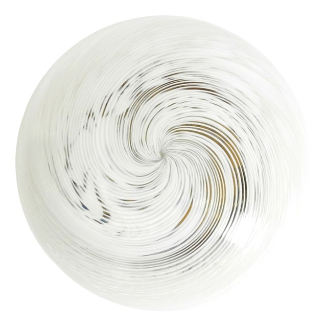 Swirl Flush Mount in Glass and Brass Base, 1980s For Sale