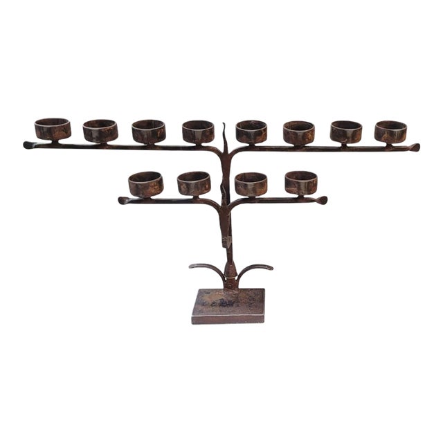Jan Barboglio Hand Forged Iron Candle Holder For Sale