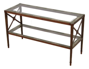 Paint Decorated Glass Top Console Sofa Table