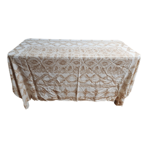 Incredible Silk Embroidered Vintage Tablecloth
