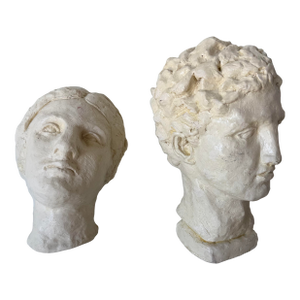 Cris Cooper Modern Art Pottery Bust Sculptures – A Pair