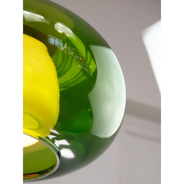 Mid-Century Modern Italian Green Glass and Brass Pendant Lamp, 1960s For Sale - Image 4 of 18