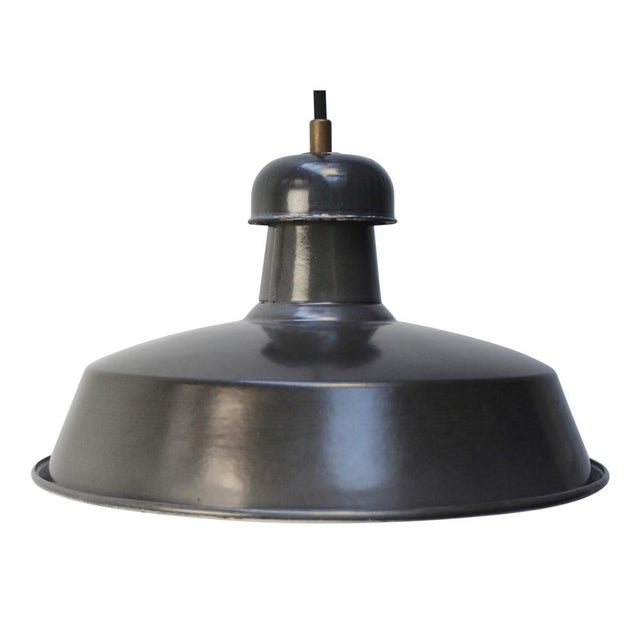Vintage Industrial French Black Enamel Pendant Light from GAL For Sale - Image 5 of 5
