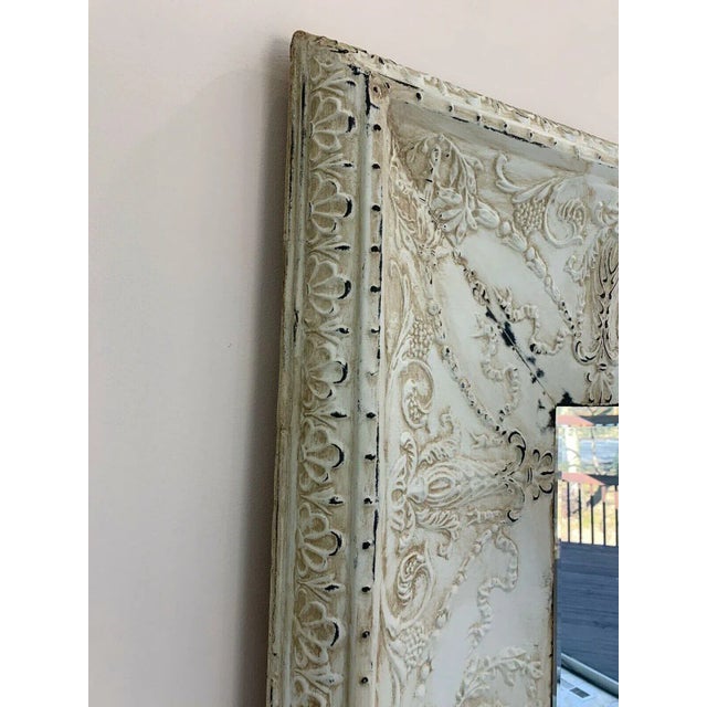 Vintage Transitional Stamped Tin Mirror For Sale In New York - Image 6 of 13