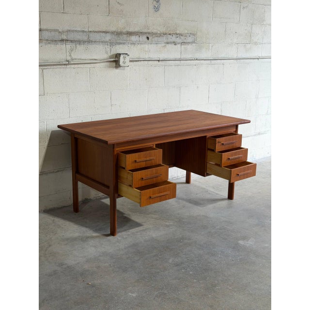 Mid-Century Modern Teak Writing Table Home Office Storage Desk Denmark Mid-Century Modern 1960s For Sale - Image 3 of 10