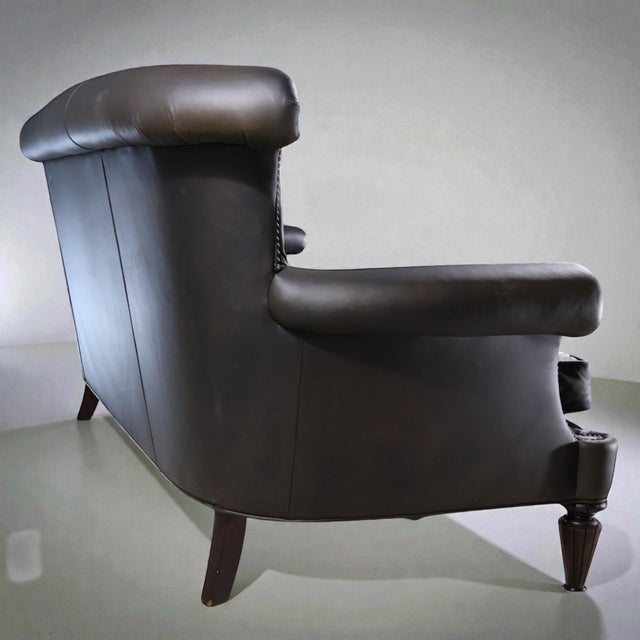 Loom Sculptural Leather Sofa – Custom Refinished Dark Brown Statement Piece For Sale - Image 4 of 6