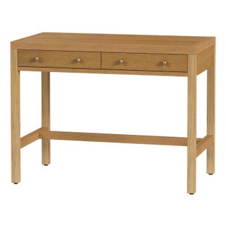 Nora 40 in. W Rectangular Wood 2 Drawer Writing Desk, Light Natural For Sale