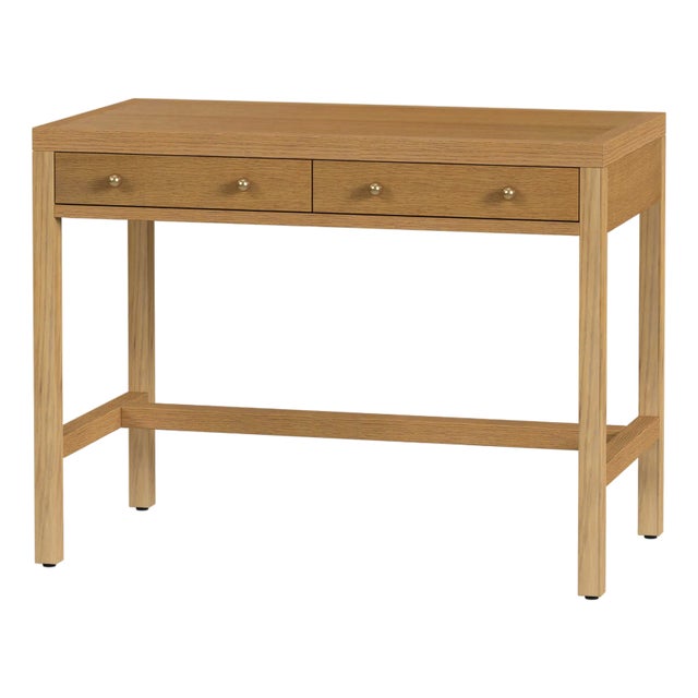 Nora 40 in. W Rectangular Wood 2 Drawer Writing Desk, Light Natural For Sale