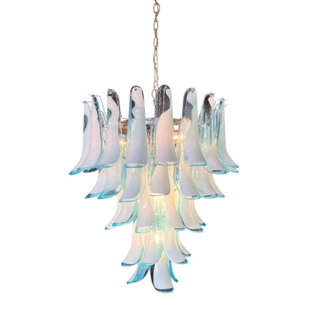Murano Light Blue Opaline Glass Chandelier from Justfurnituress SRL For Sale - Image 6 of 15