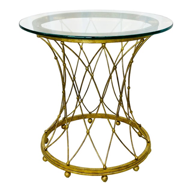 Neoclassical, Maison Jansen Style Round Gilt Metal Coffee Table, Side Table For Sale