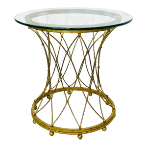 Neoclassical, Maison Jansen Style Round Gilt Metal Coffee Table, Side Table