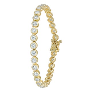 5.40 carat Bezel Set Natural Diamond Tennis Bracelet in 18K Yellow Gold For Sale