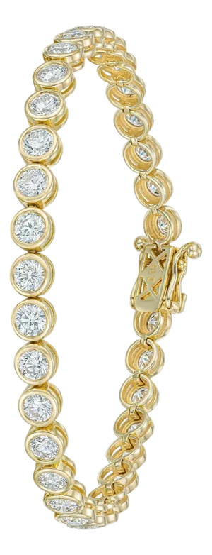 5.40 carat Bezel Set Natural Diamond Tennis Bracelet in 18K Yellow Gold