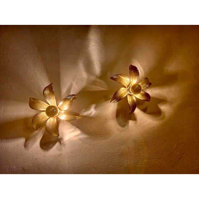 Vintage Shaped Brass Wall Lights, 1970s, Set of 2 For Sale - Image 4 of 11