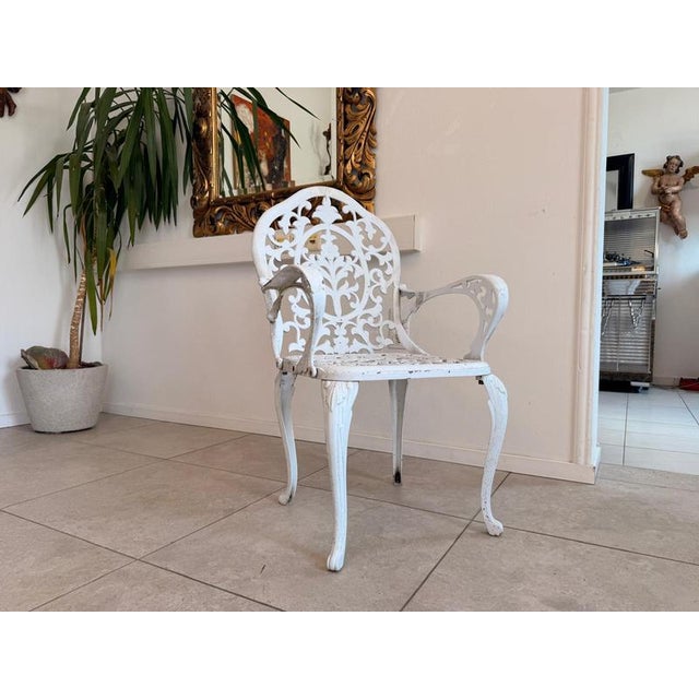 Iron garden chair, country-style chair. Dimensions: Height x Width x Depth 98 x 59 x 52 cm. Exceptional antique cast iron...