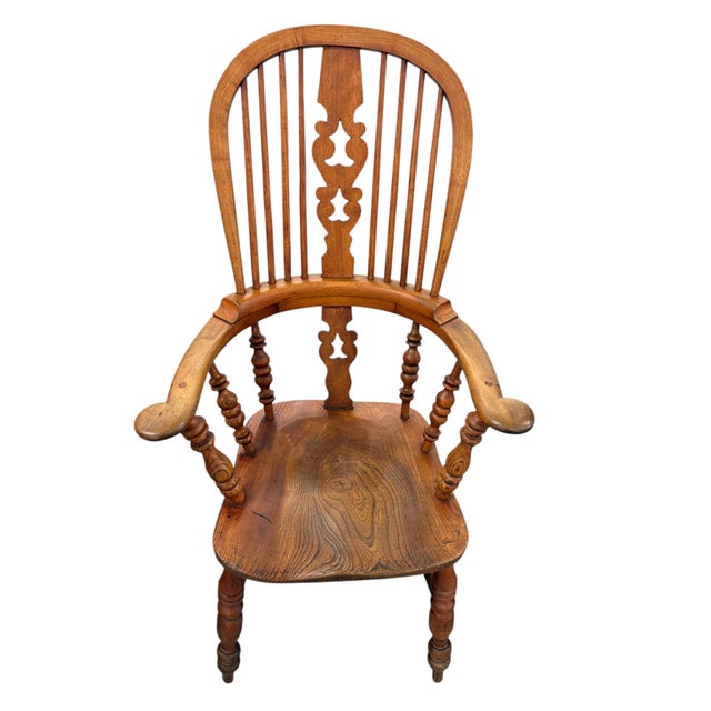 Mid 19th Century Mid 19th Century Yorkshire Windsor Arm Chairs - a Pair For Sale - Image 5 of 11