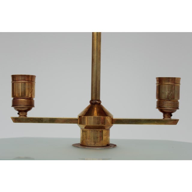 Goldenrod Minimalist Modern Viennese Pendant Lamp in Glass and Brass, 1920s For Sale - Image 8 of 18