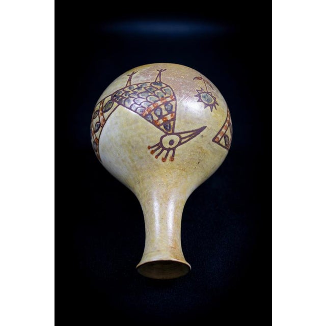 Tan Mid-Century French Soliflore Vase in Glazed Ceramic with Incised Decoration of Stylized Birds by Olivier Pettit, France, 1950-1960 For Sale - Image 8 of 13