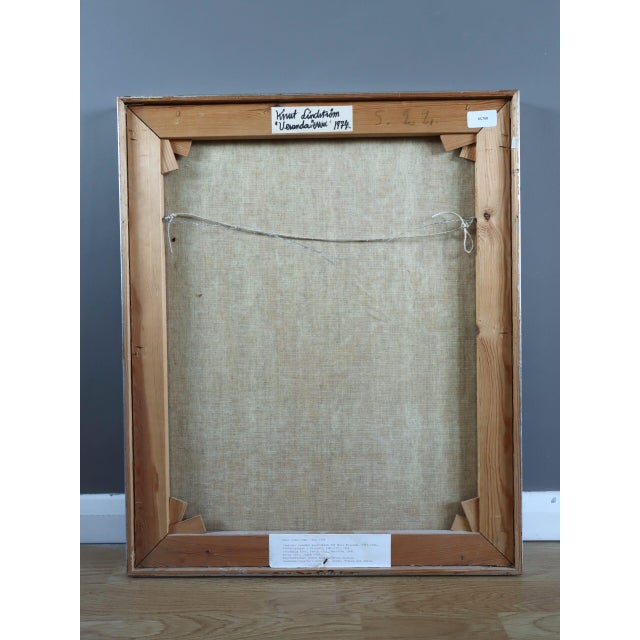 Mid-Century Modern 'Lavender & Fruit' Original Swedish Expressive Interior Still Life Oil Painting, Framed For Sale - Image 12 of 12