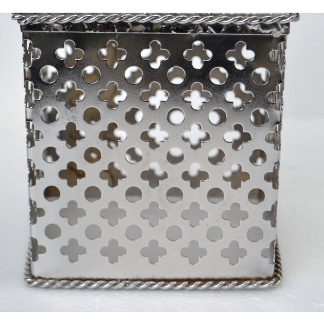 1980s Bohemian Handmade Embellished Cutout Steel Tissue Box Cover For Sale - Image 11 of 16