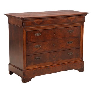 Antique Charles X Chest of 4 Drawers in Walnut and Oak, 19th Century For Sale