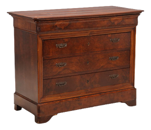 Antique Charles X Chest of 4 Drawers in Walnut and Oak, 19th Century