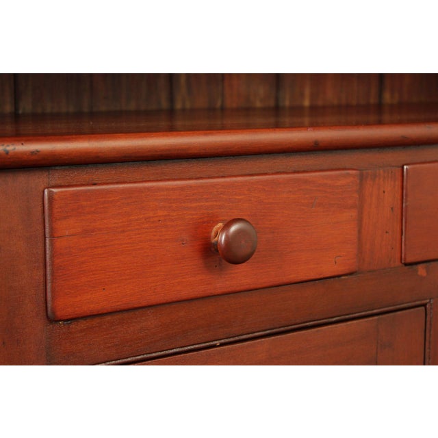 Antique American Cherry Dutch Cupboard Two Piece Hutch Cabinet For Sale - Image 12 of 18