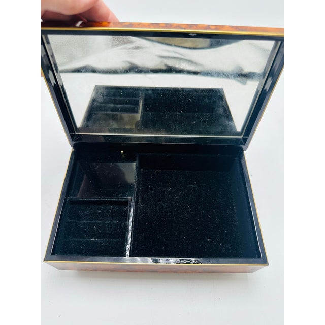 1980s Vintage Tortoise Shell Style Jewelry Box For Sale - Image 5 of 7