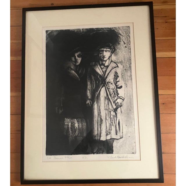 1950s Paris Les Juene Filles/the Young Women, French Black & White Lithograph by Robert Bertrand, Framed. For Sale - Image 10 of 10