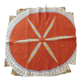 Vintage Orange and Yellow Suzani Textile Fragment For Sale
