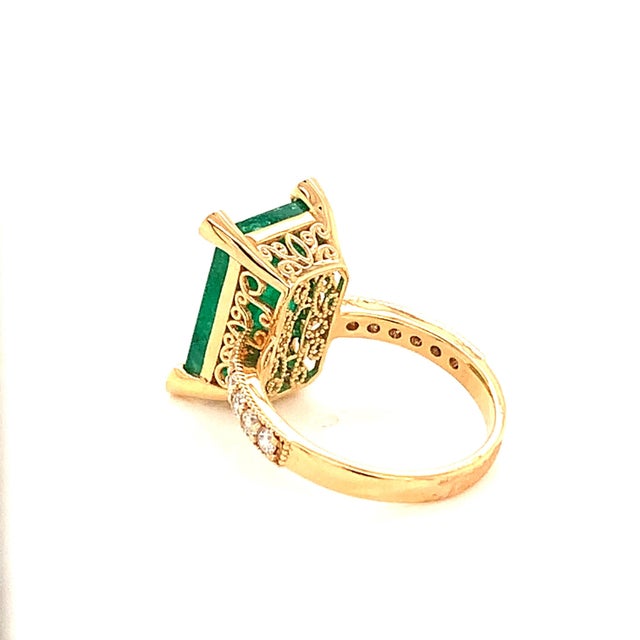 Natural Emerald Diamond Ring 14k Gold 4.37 TCW GIA Certified For Sale - Image 10 of 15