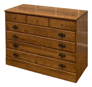 Vintage Ethan Allen Heirloom Nutmeg Maple 3 Drawer Low Dresser or Bachelor's Chest (10-4551)