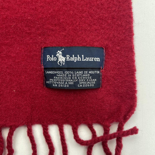 Textile Polo Ralph Lauren Red 100% Wool Scarf For Sale - Image 7 of 9