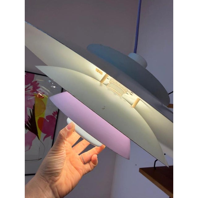 White and Purple Metal Louvered Lamp by Formlight, 1970s For Sale - Image 10 of 11