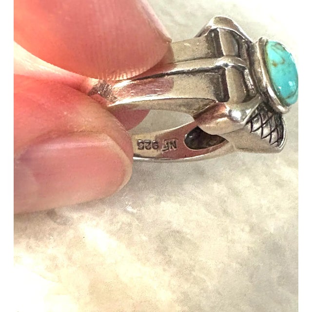 Vintage Sterling Silver Turquoise Ring, Size 7.75 For Sale In New York - Image 6 of 6