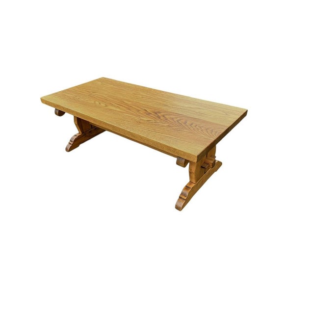 Beautiful coffee table, white oak, heavy quality, period 1960s-1970s, Dutch. The style is Arts & Crafts - Swiss Chalet....