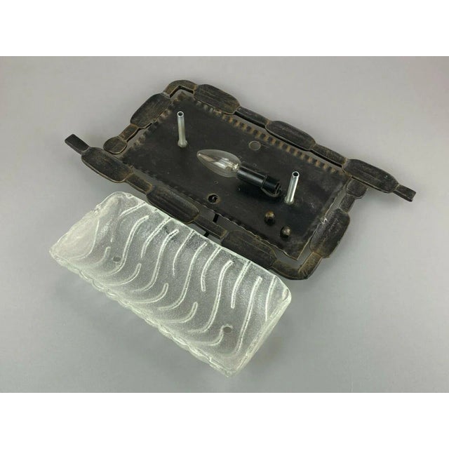 Mid-Century Brutalist Wall Lamp in Iron & Glass For Sale - Image 11 of 12