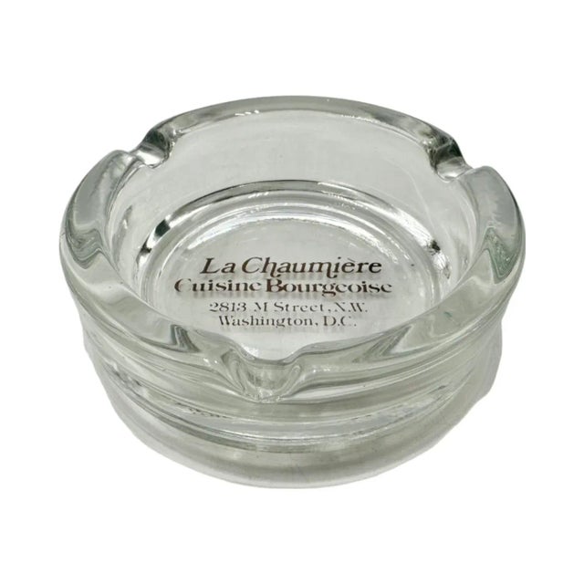 Glass Vintage La Chaumiere Restaurant Washington, DC Ashtray Glass For Sale - Image 7 of 12