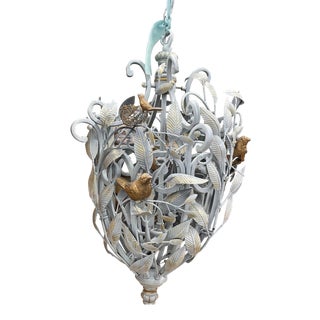 1990s Metal Bird Nest Chandelier For Sale