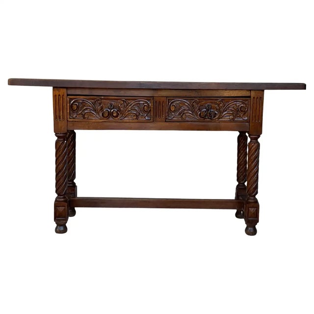Early 19th Century Spanish Catalan Carved Walnut Wood Console Table For Sale - Image 10 of 10