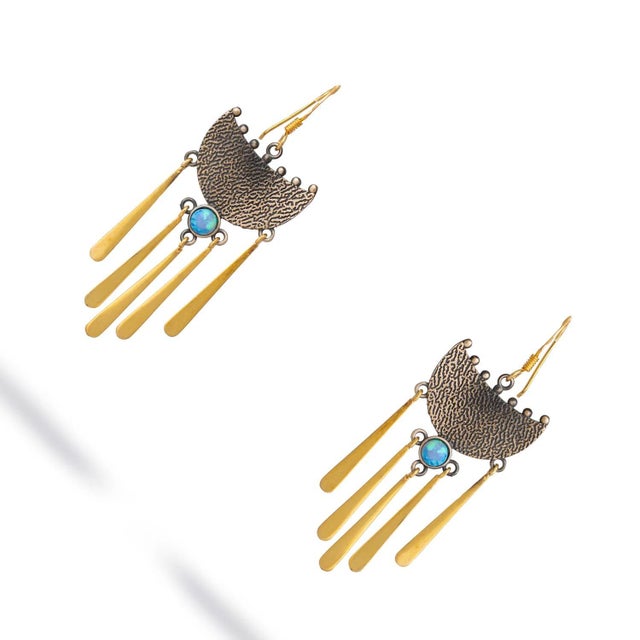 Contemporary Gypsy Spirit Two Tone Opal Dangle Earrings, A Pair For Sale - Image 3 of 9