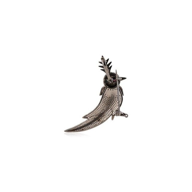 Not Yet Made - Made To Order Caratandher Sterling Silver Bird Brooch Pendant With Ruby & Diamonds For Sale - Image 5 of 13
